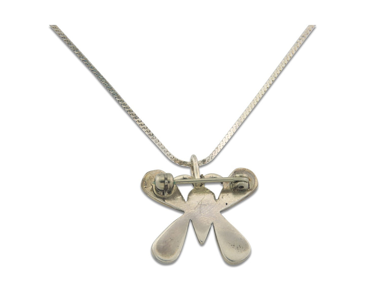 Navajo Butterfly Necklace Sterling Silver Authentic Natural Gemstone