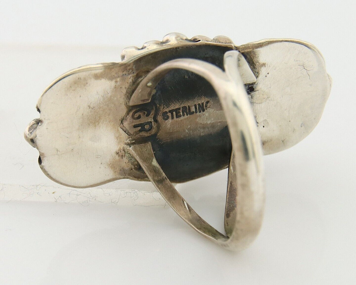 Navajo Ring .925 Sterling Blue Turquoise Artist Signed GR C.80's