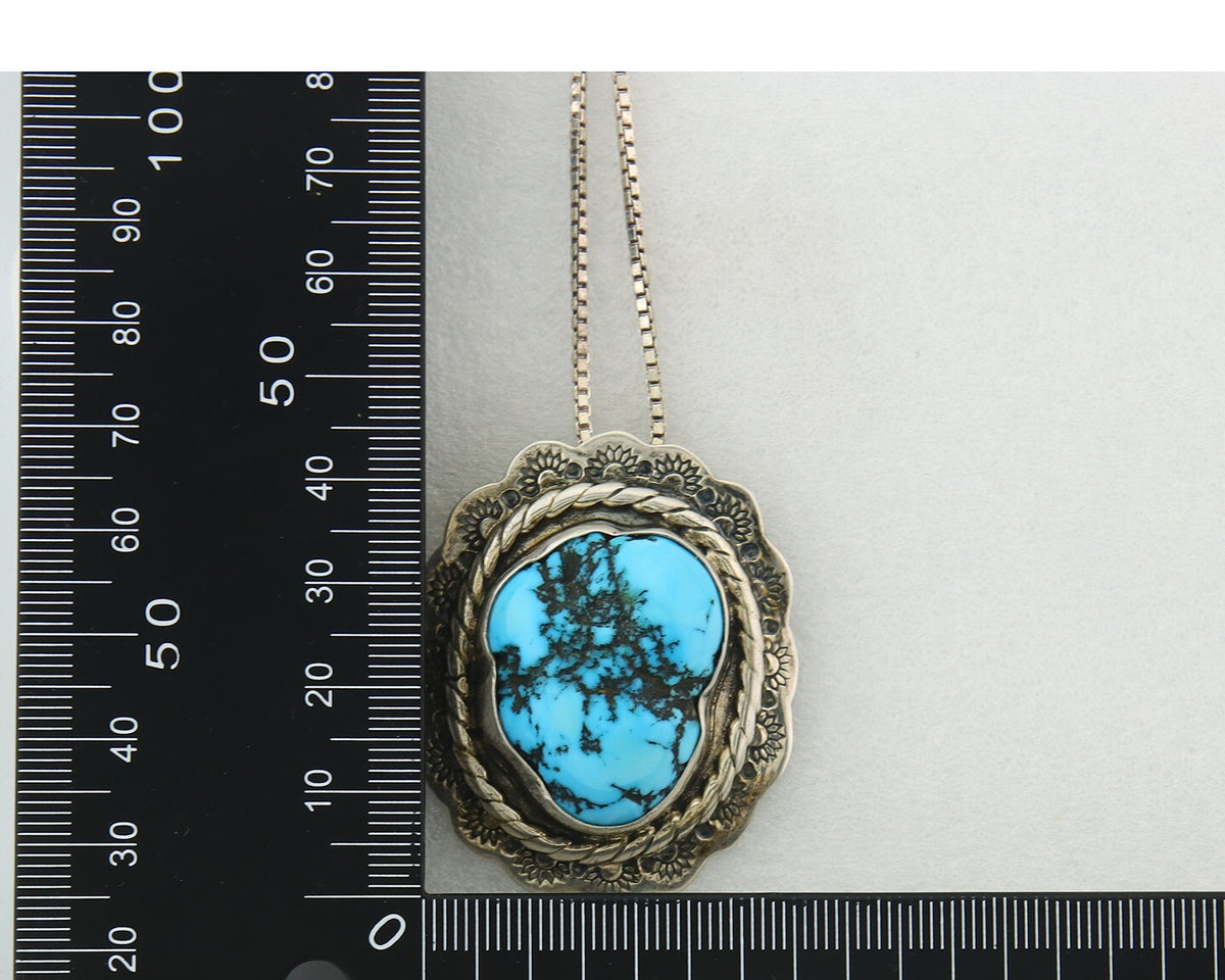 Navajo Sterling Silver Necklace Authentic Turquoise Vintage Signed M Montoya