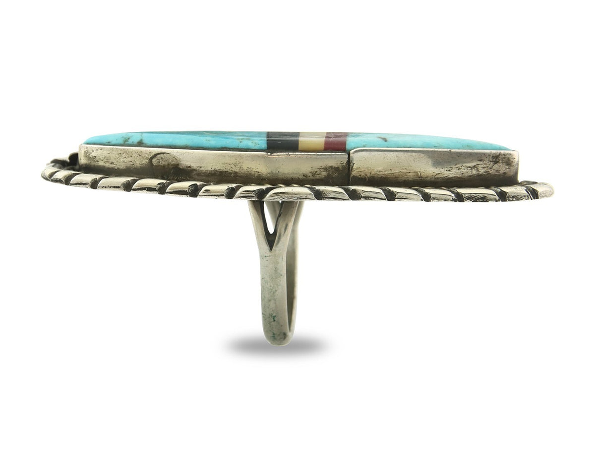 Vintage Navajo Ring 925 Sterling Silver Turquoise Handmade Size 8.75