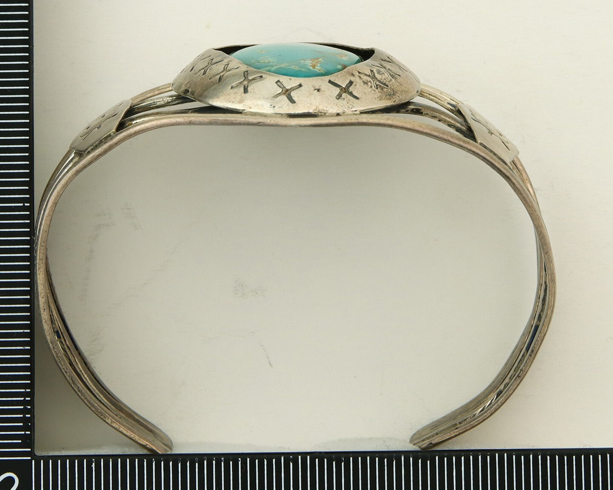 Vintage Navajo Bracelet 925 Silver Natural Blue Turquoise Native American Artist