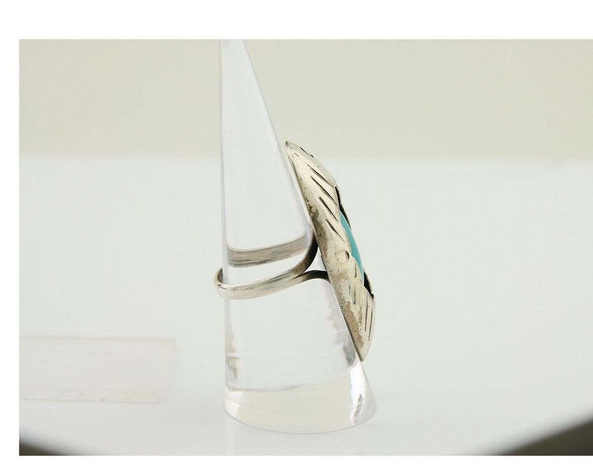 Navajo Handmade Ring 925 Silver Natural Arizona Turquoise Artist C.80's