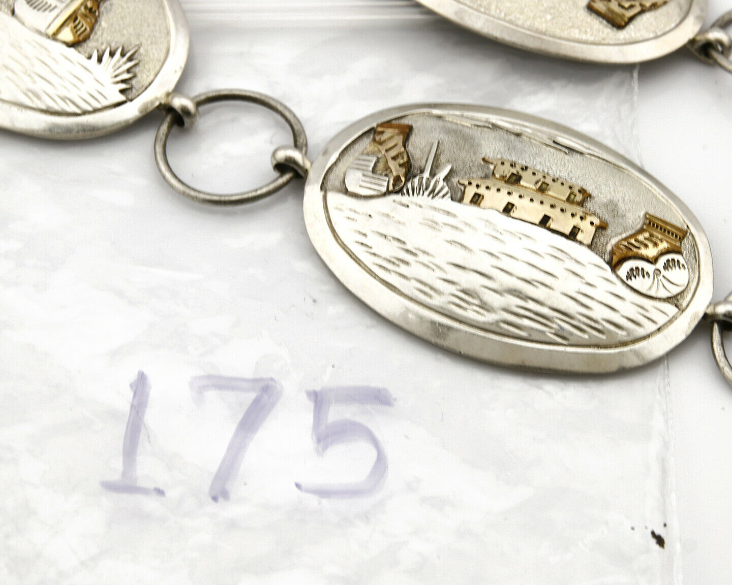 Navajo Concho Belt .925 Silver & 14k GP Signed WHT C.80's