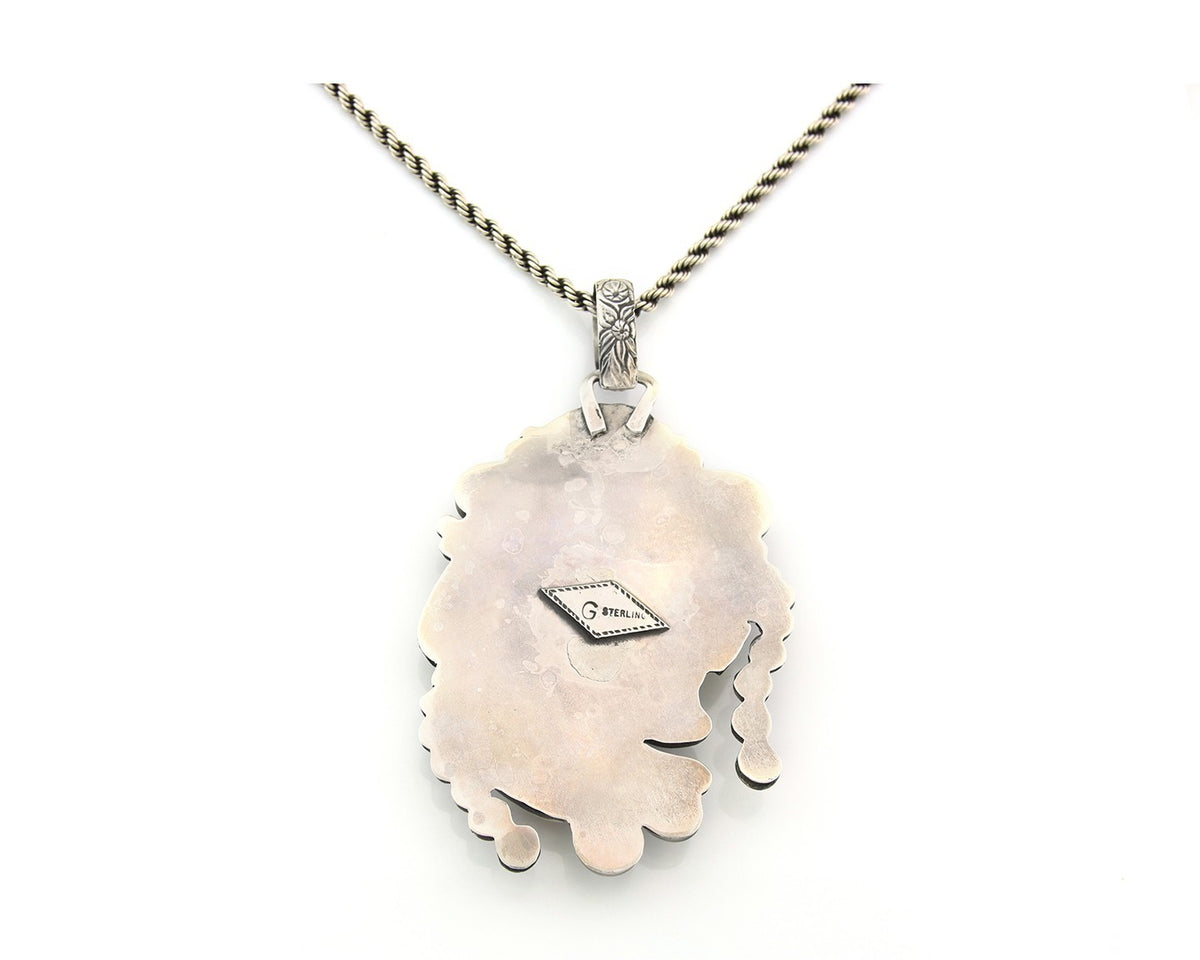 Navajo Necklace Sterling Silver Turquosie & Oyster Authentic Signed Gomez
