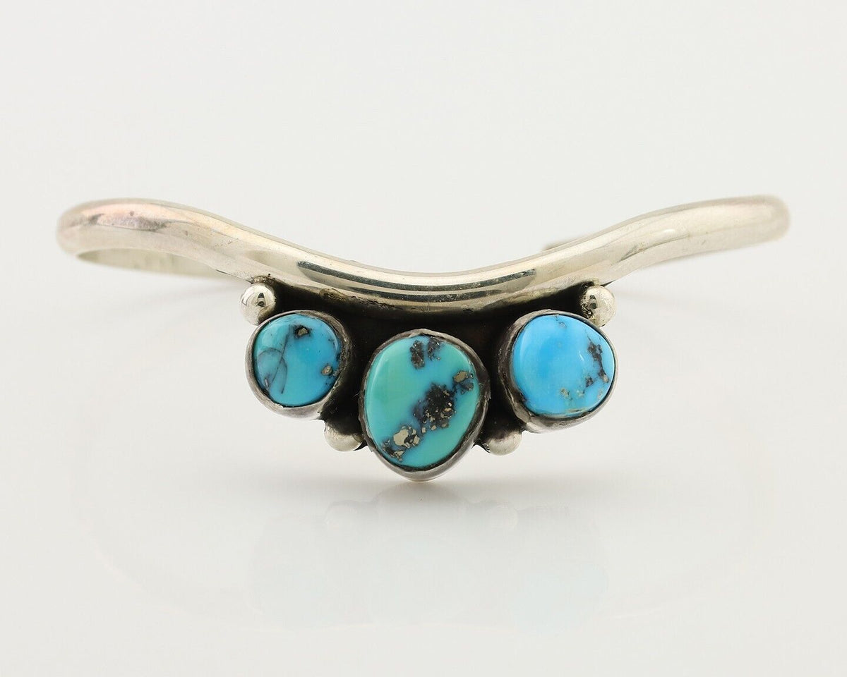 Navajo Bracelet 925 Silver Morenci Turquoise Artist Signed Frank Sandoval C.80's