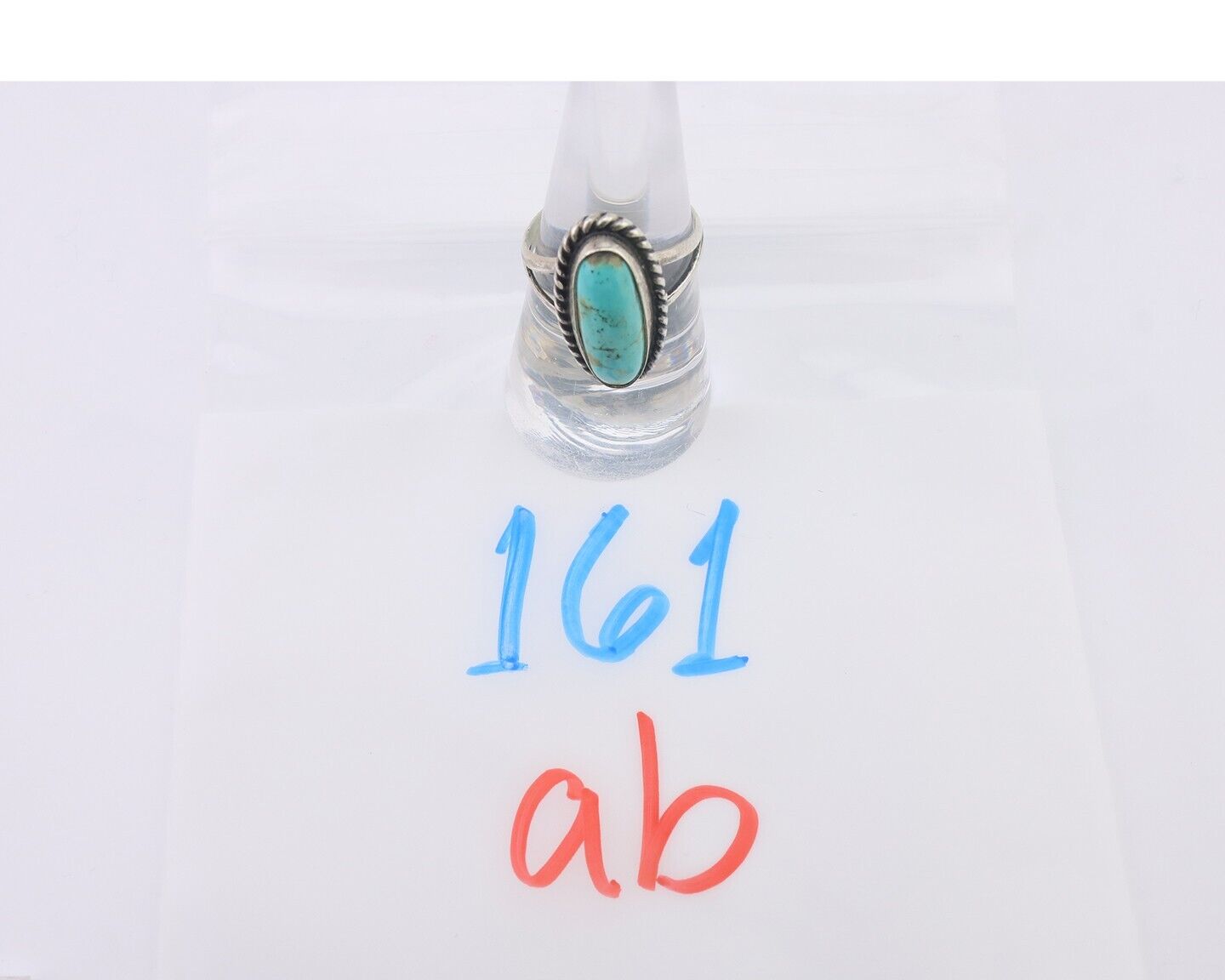 Navajo Ring 925 Silver Natural Turquoise Artist Signed Rabbit Stick C.80's