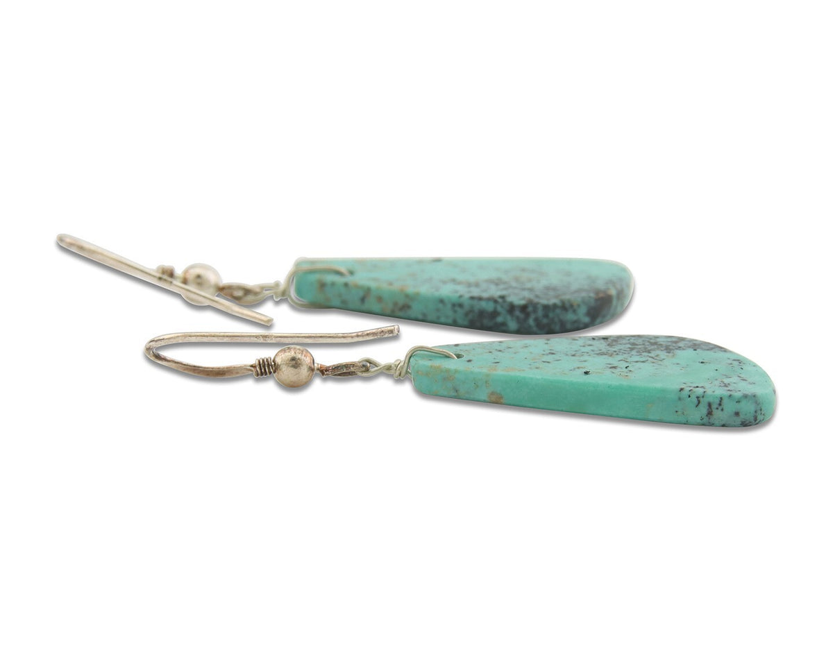 Santo Domingo Earrings 925 Silver Natural Turquoise Native American Artist C80s