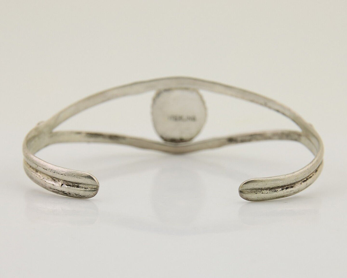 Navajo Hand Stamped Cuff Bracelet Turquoise 925 Silver Native American Artist