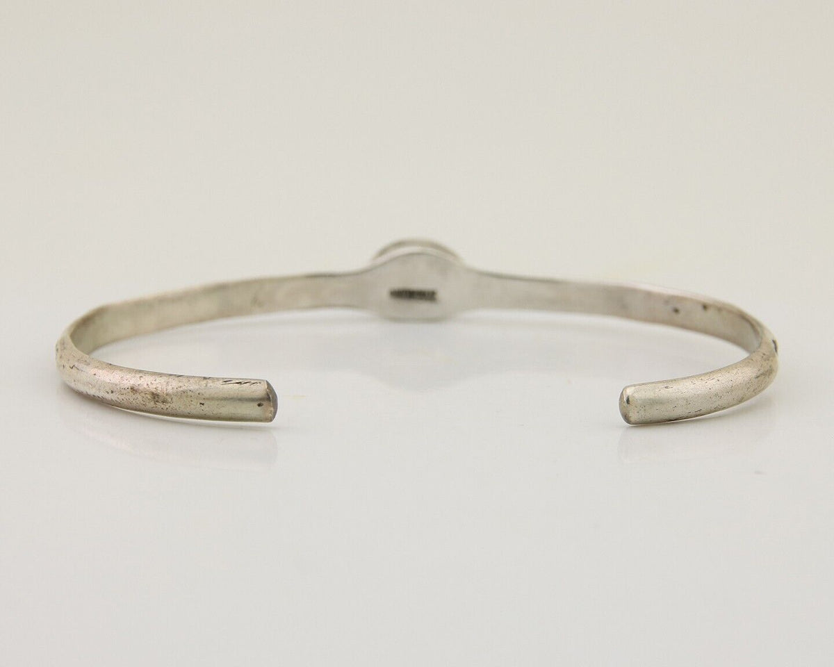 Navajo Hand Stamped Cuff Bracelet Turquoise 925 Silver Native American Artist