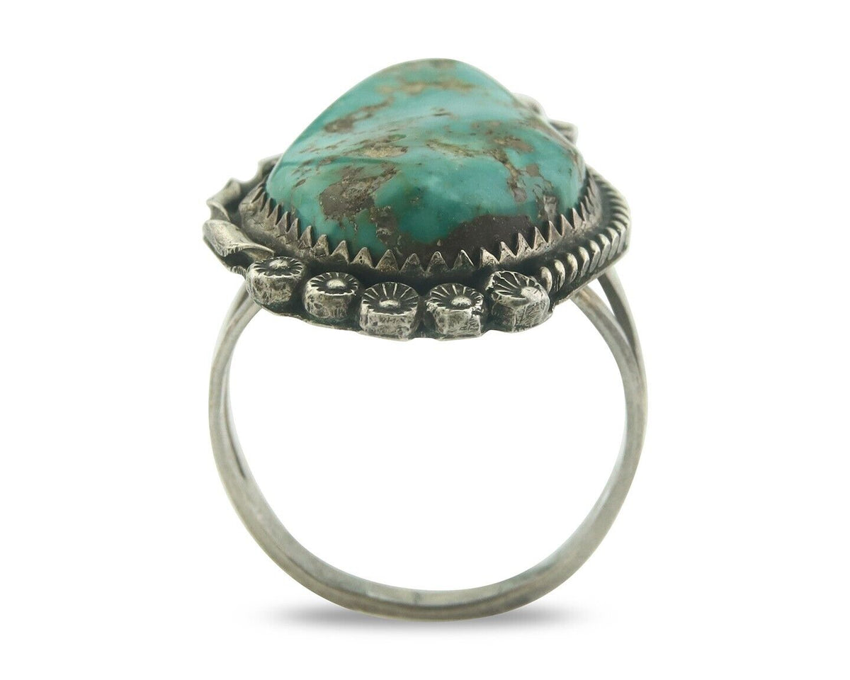 Navajo Ring 925 Sterling Turquoise Handmade Signed James Martin C.80's Size 10
