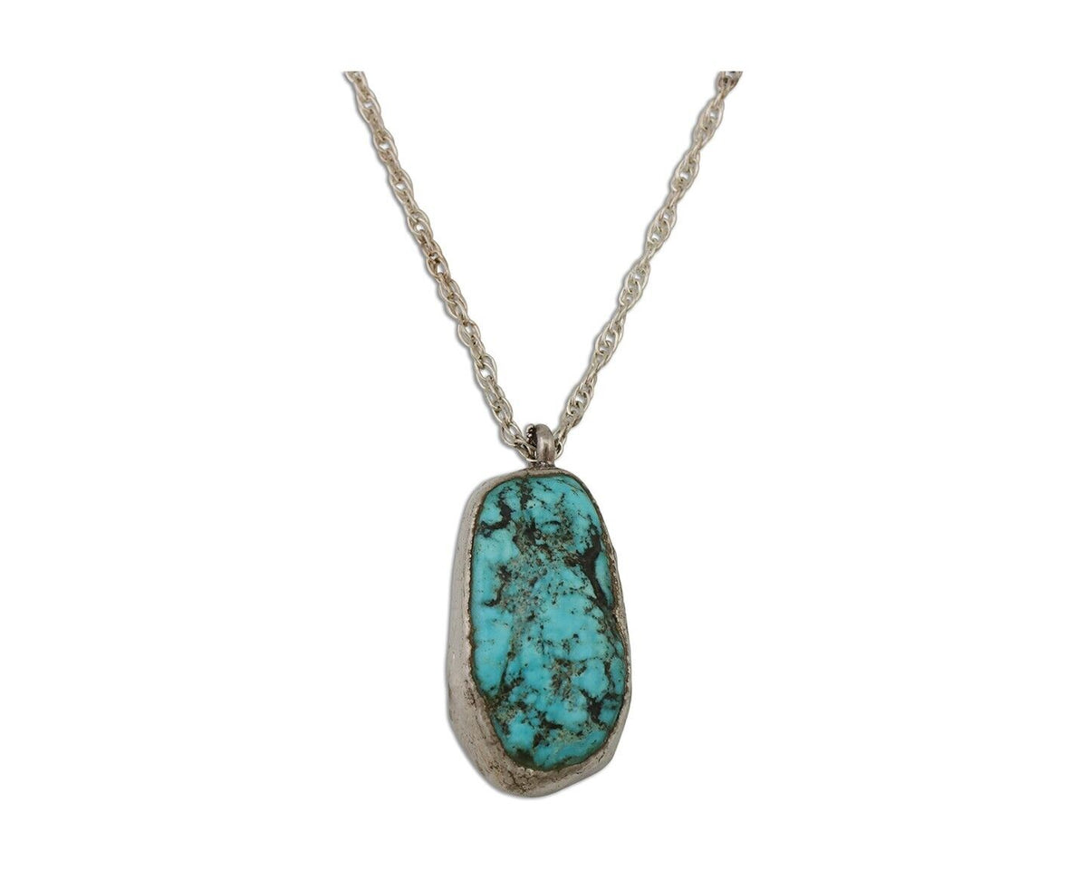 Navajo Necklace 925 Silver Natural Turquoise Native American Artist C.90's