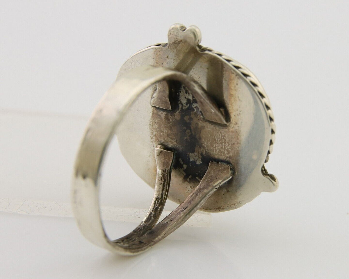 Navajo Ring 925 Sterling Silver Blue Turquoise Native American Artist C.80's