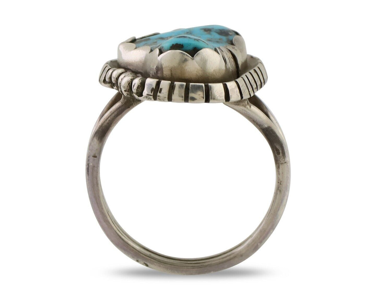 Navajo Handmade Ring 925 Silver Turquoise Signed Tony Guerro C.80's