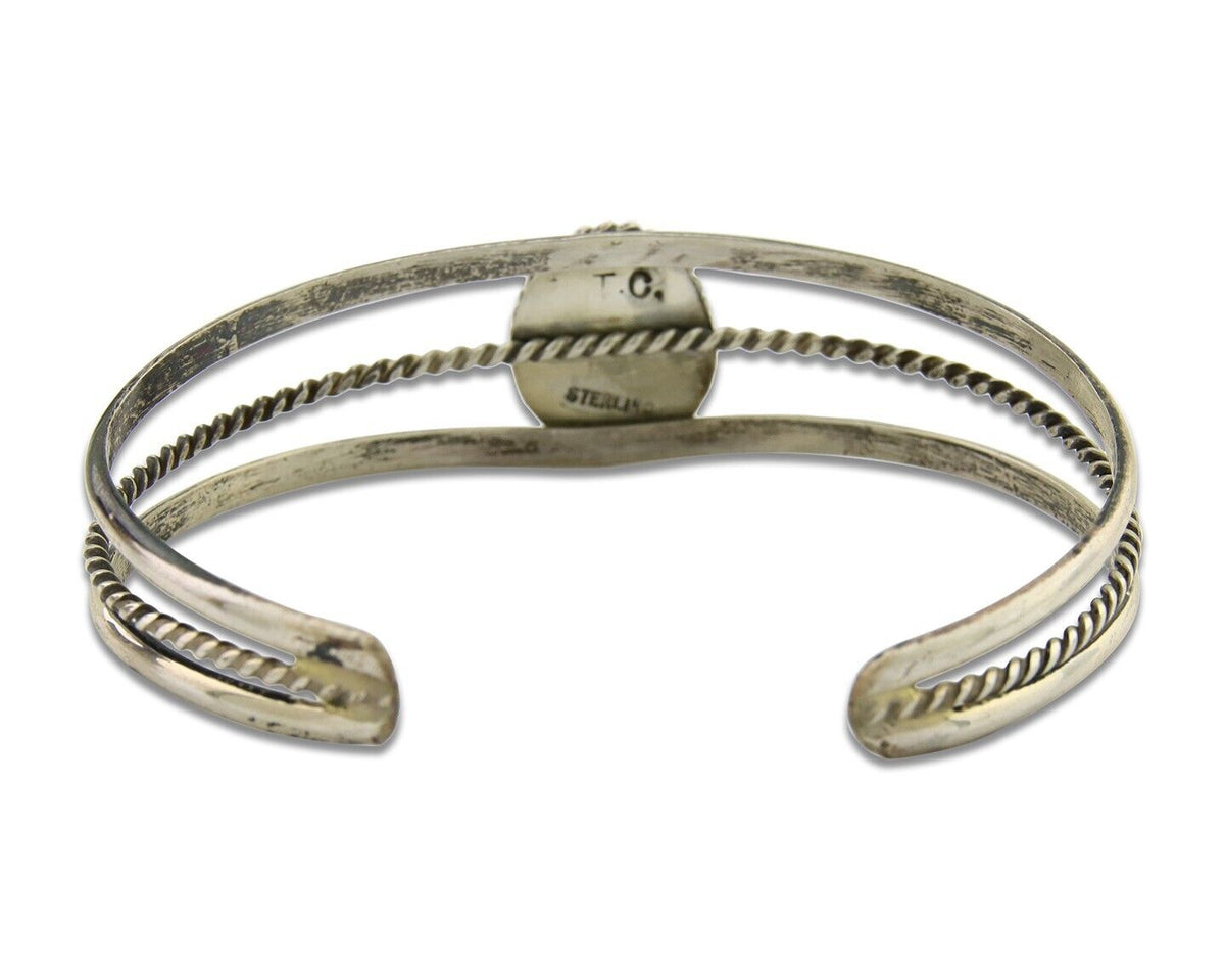 Navajo Bracelet 925 Silver Cuff Turquoise Handmade Artist Signed TC C.80's