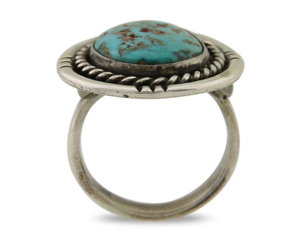 Navajo Handmade Ring 925 Silver Nevada Turquoise Native Artist C.80's