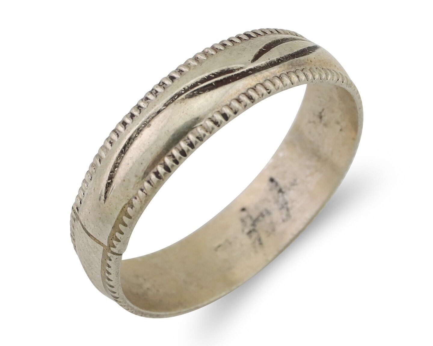 Navajo Hand Stamped Band 925 Silver 6.0 mm Native Artist Size 11.75 C.80's