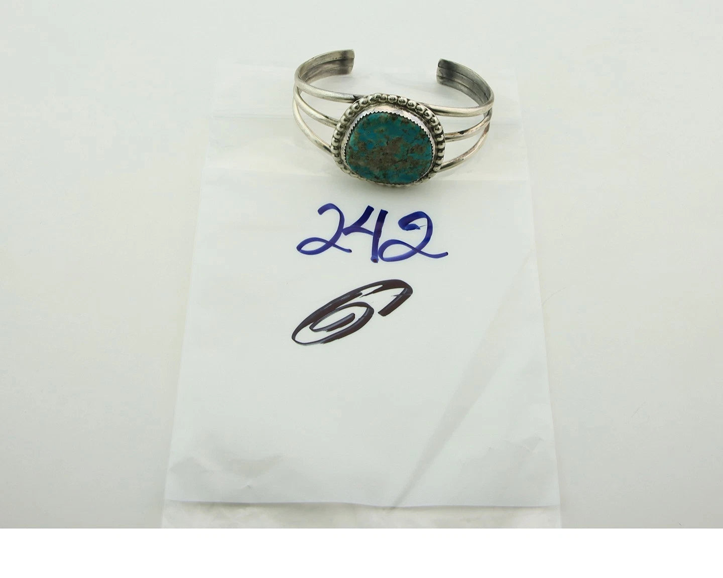 Navajo Cuff Bracelet Sterling Silver Kingman Turquoise Vintage Signed JR