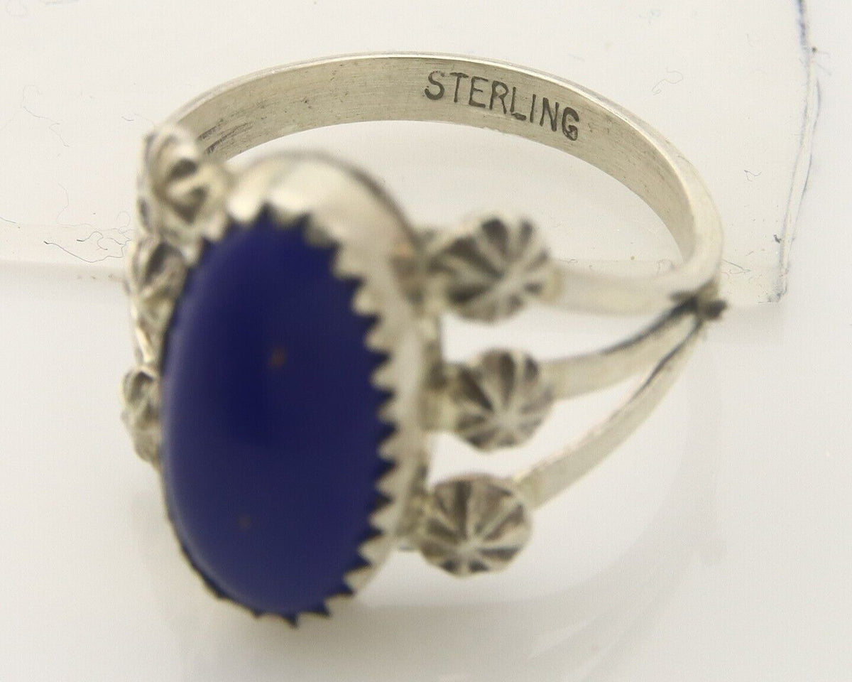 Navajo Ring 925 Sterling Natural Lapis Handmade Native Artist C.80's