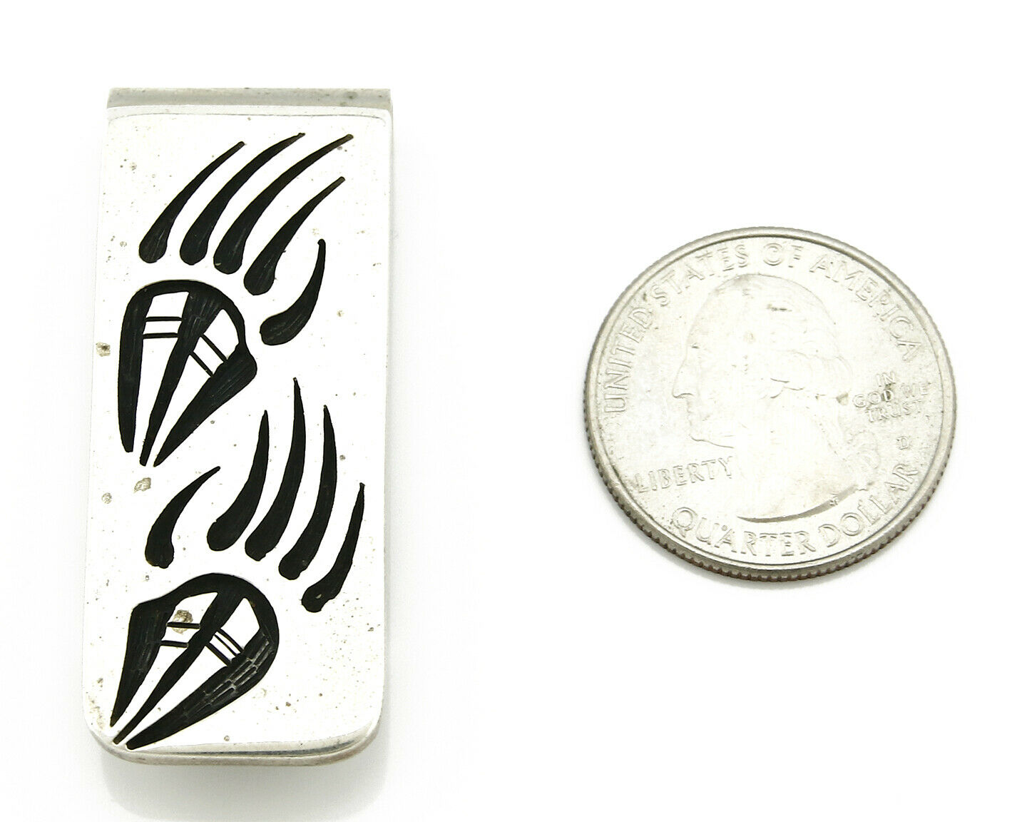 Navajo Money Clip .925 Silver & Nickle Hand Stamped Floyd Naminga