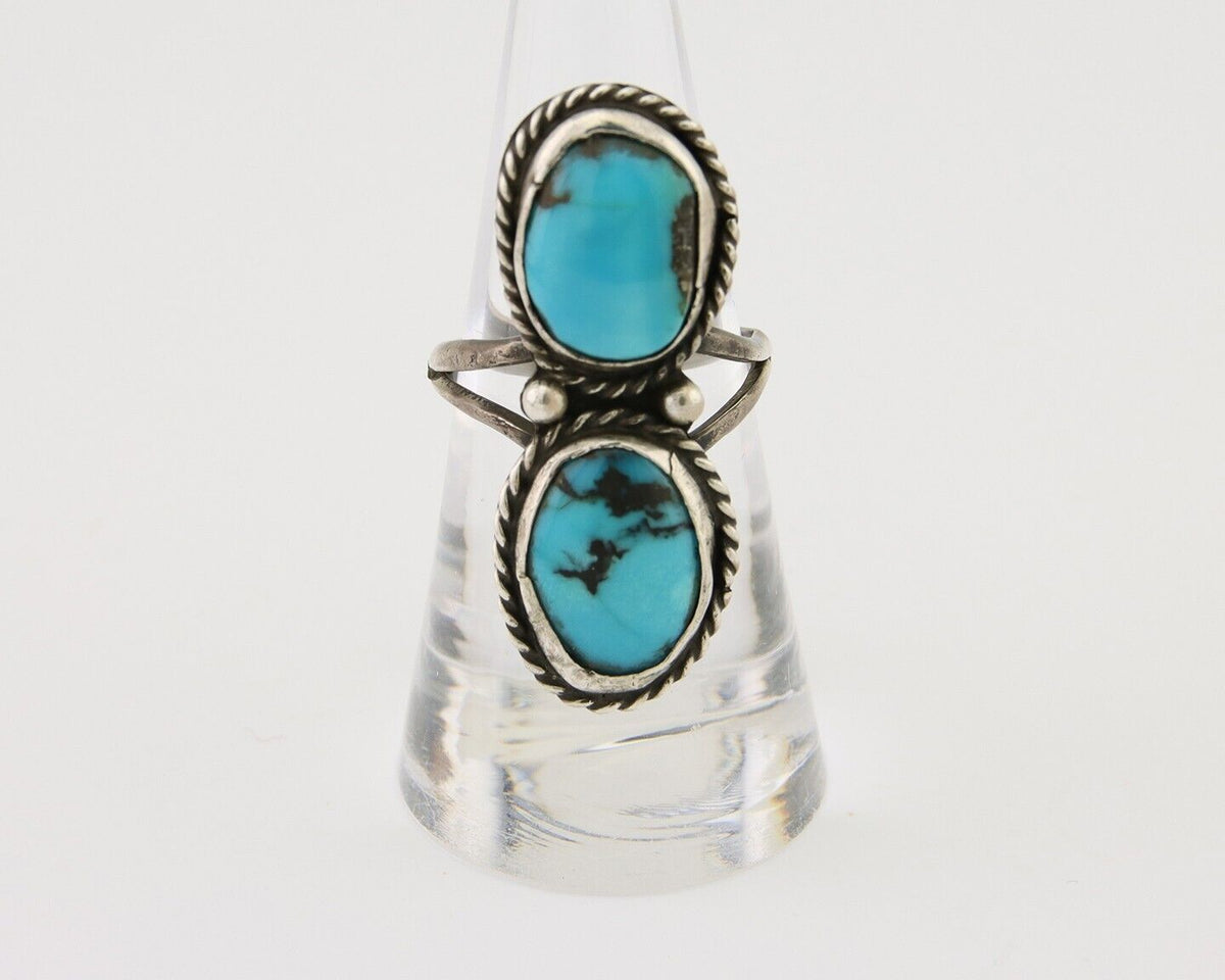 Navajo Ring 925 Silver Natural Blue Turquoise Native American Artist C.80's