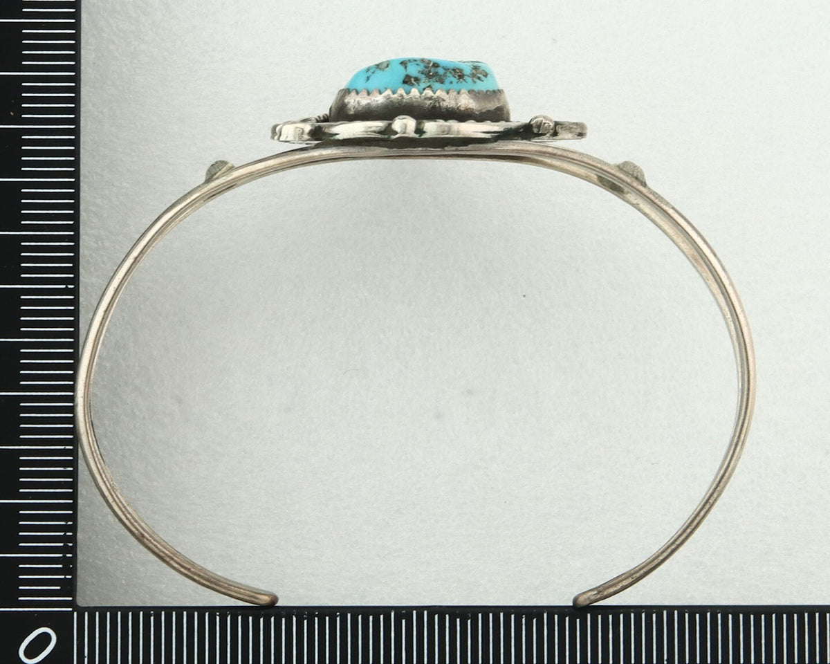 Vintage Navajo Bracelet 925 Silver Blue Turquoise Signed Herman Lee