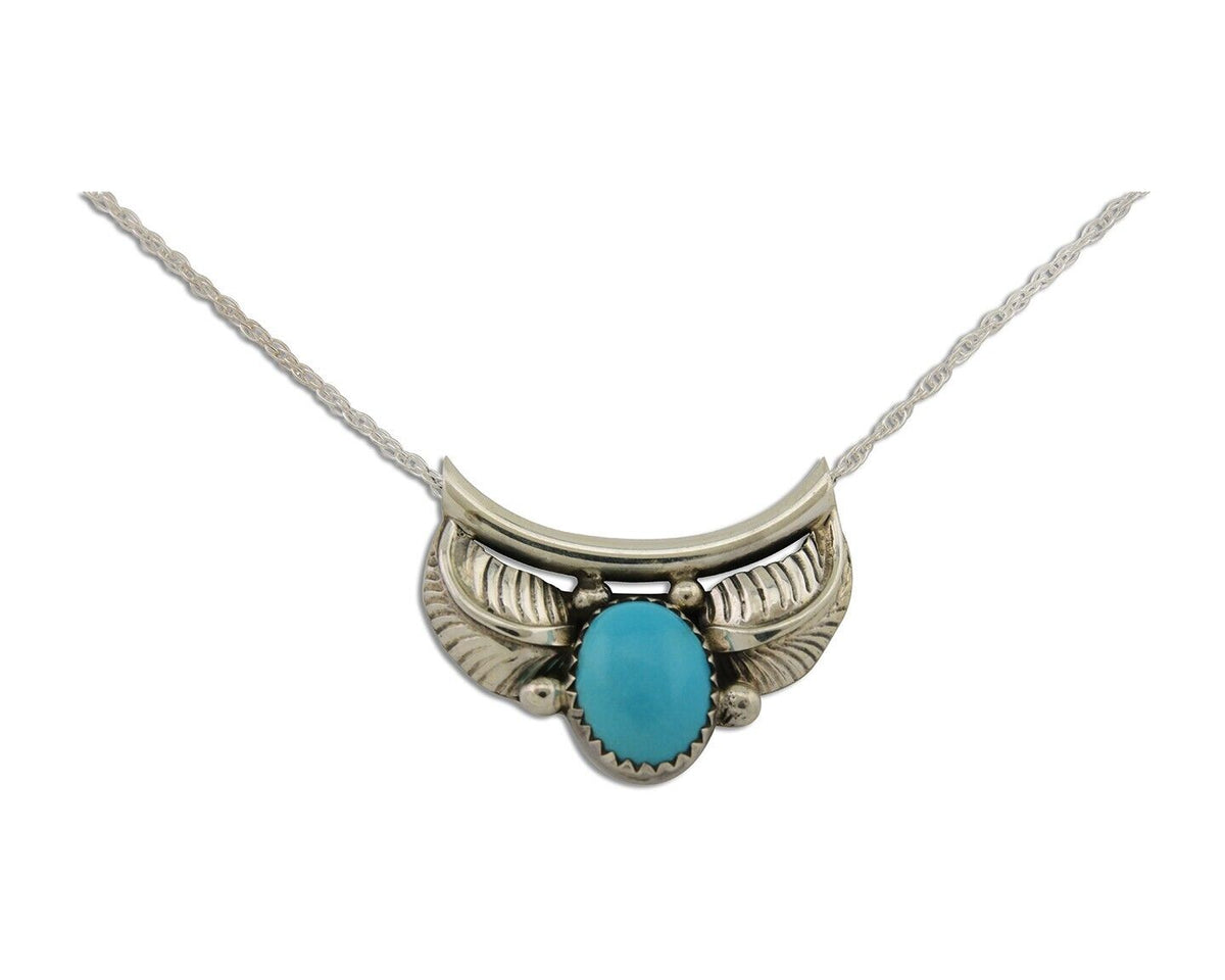 Navajo Turquoise Necklace 925 Silver Signed Eugene Belone C.80's