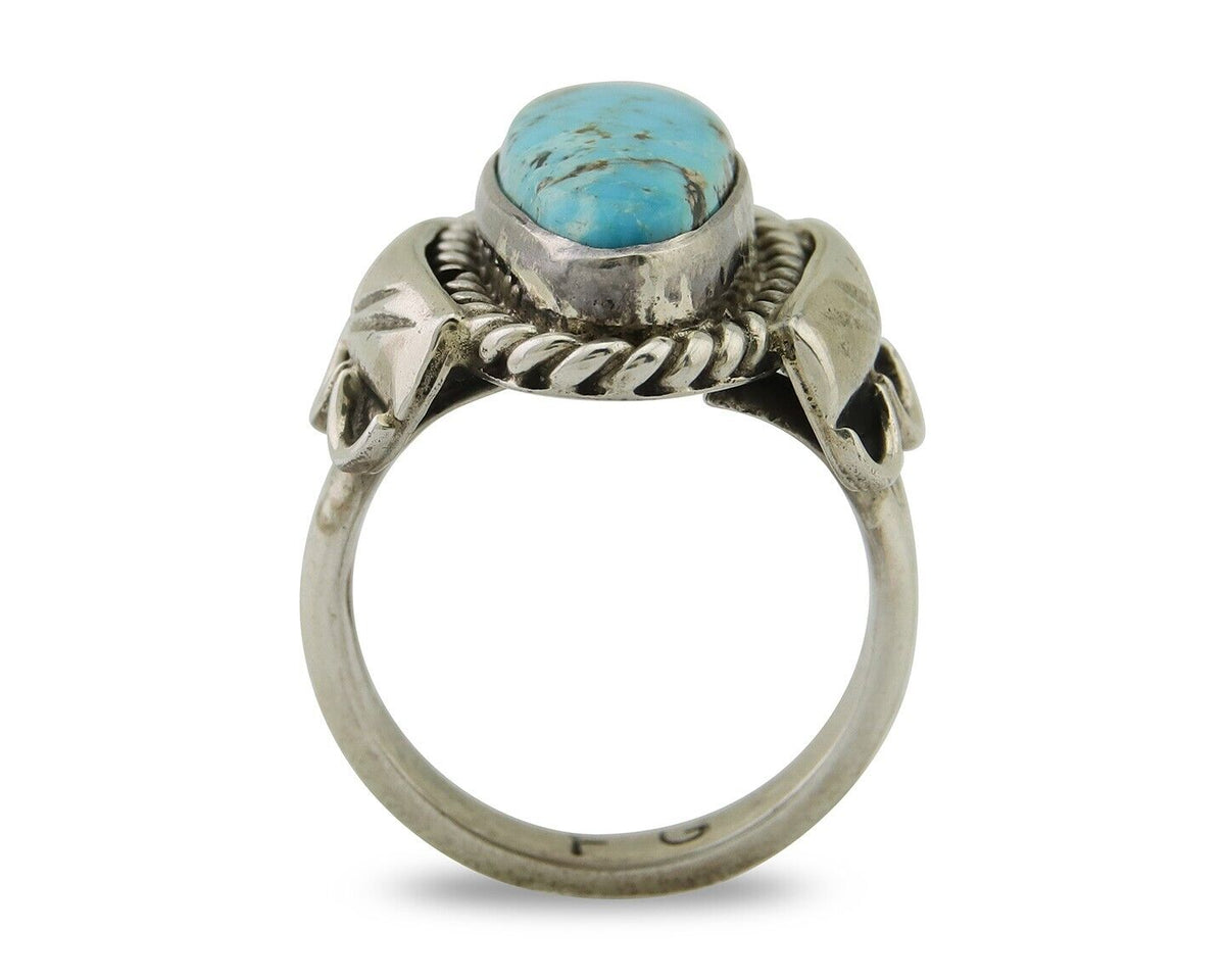 Navajo Ring .925 Silver Turquoise Artist Signed Fred Guerro C.80's