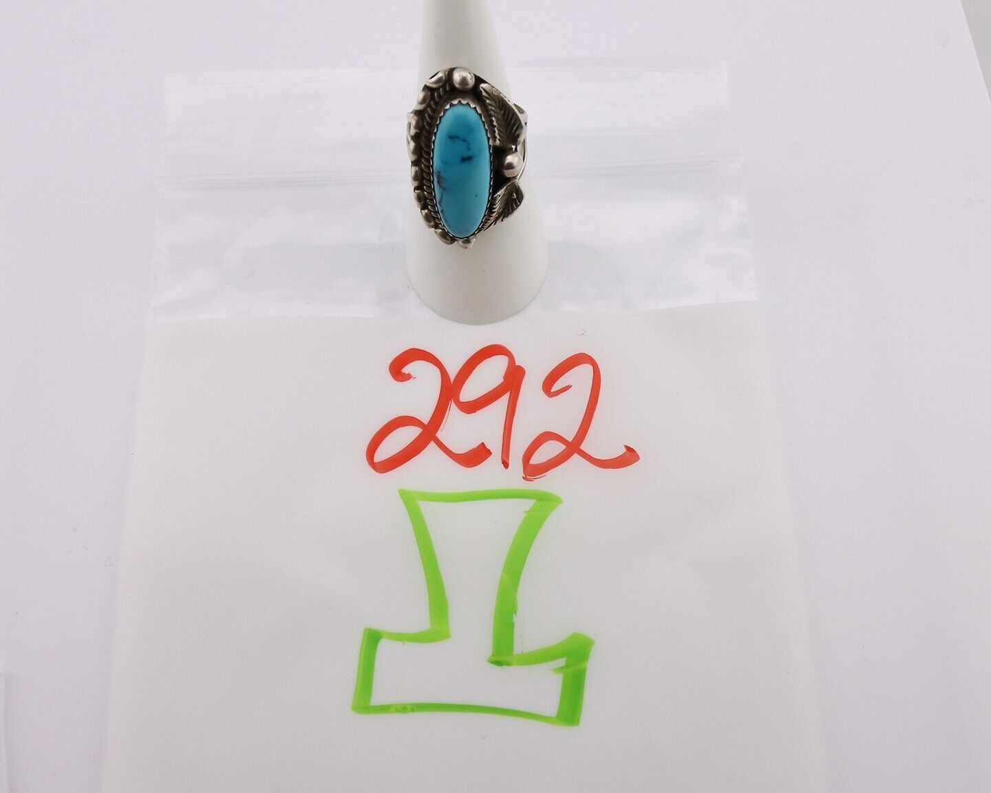 Navajo Ring 925 Silver Sleeping Beauty Turquoise Signed SC C.80's