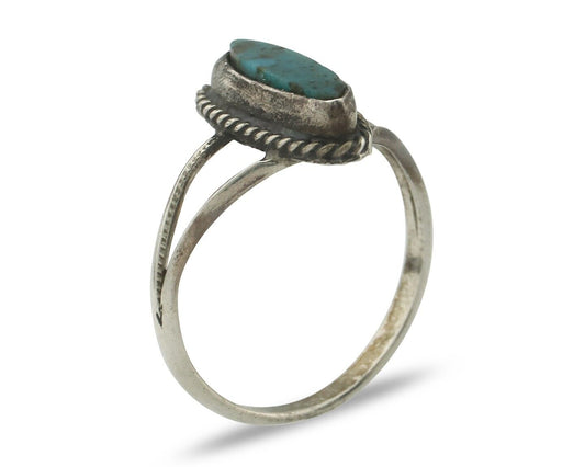 Navajo Ring 925 Silver Red Mountain Turquoise Native American Artist C.80's