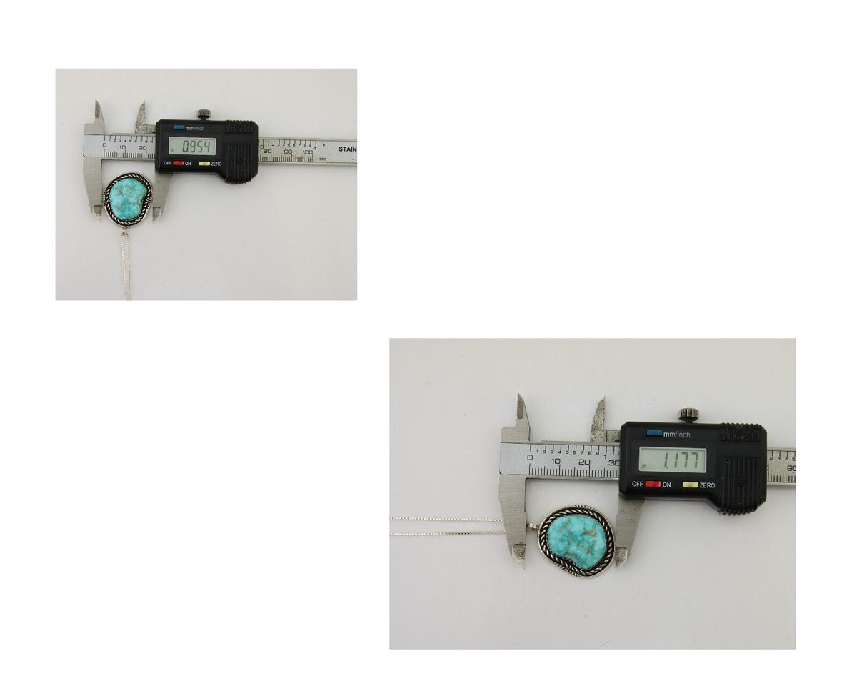 Navajo Necklace 925 Silver Natural Turquoise Artist Signed Yazzie C.80's