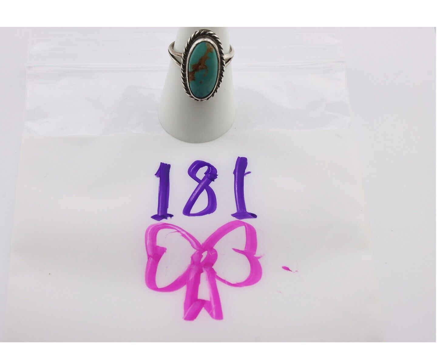 Navajo Ring 925 Silver Natural Kingman Turquoise Signed M Montoya C.80's