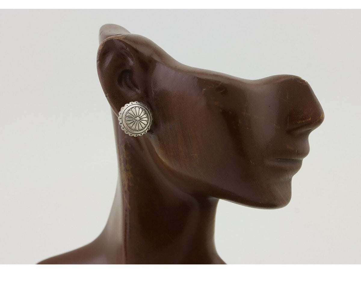 Navajo Small Shield Earrings 925 Silver Native American Artist C.80's