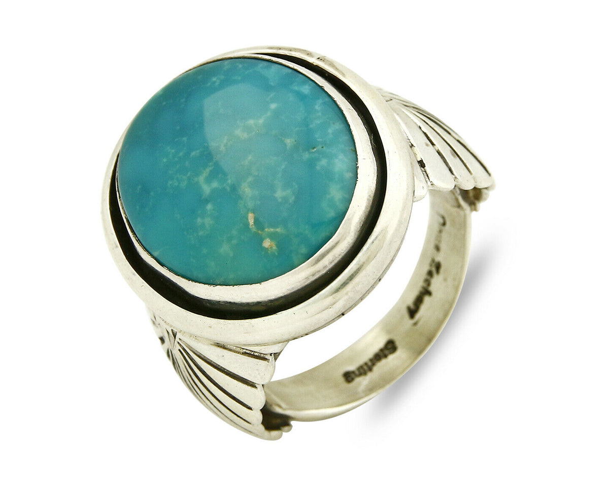 Navajo Ring .925 Silver Turquoise Handmade Signed Doug Zachary C.1980's