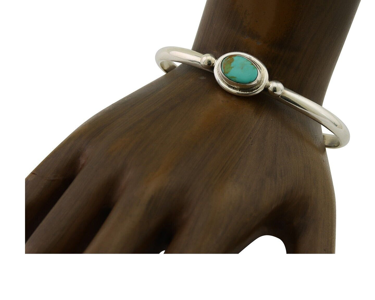 Navajo Kingman Turquoise Bracelet 925 Silver Artist Native American C.80's