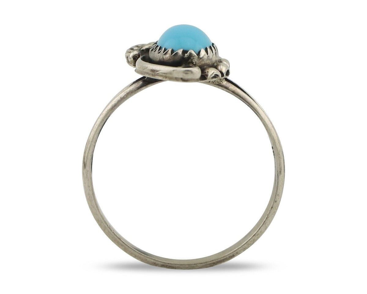 Navajo Ring 925 Silver Sleeping Beauty Turquoise Signed SkyStone Creations C80s