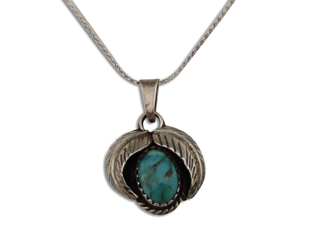 Navajo Turquoise Necklace 925 Silver Native American Artist C.80's