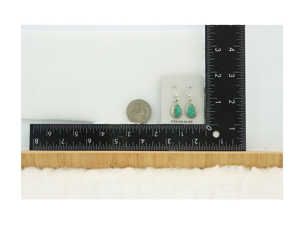 Navajo Earrings Sterling Silver Natural Turquoise Vintage Signed M