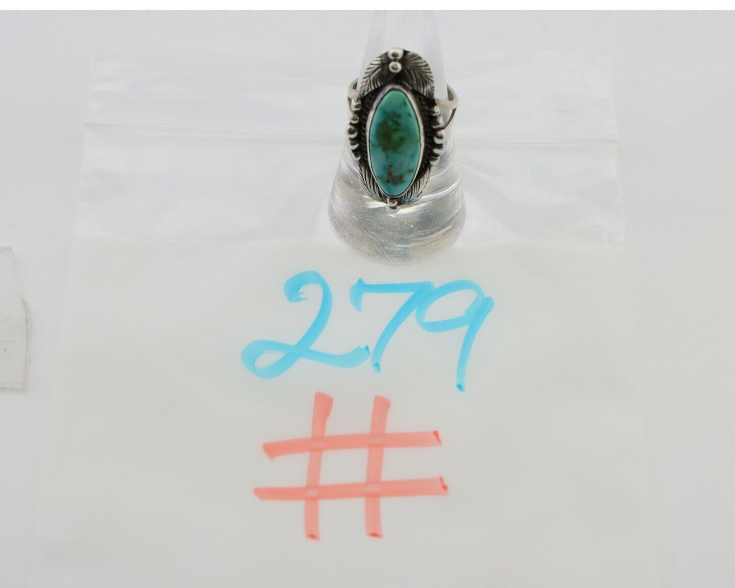 Navajo Ring 925 Silver Natural Blue Turquoise Artist Signed GR HEART C.80's