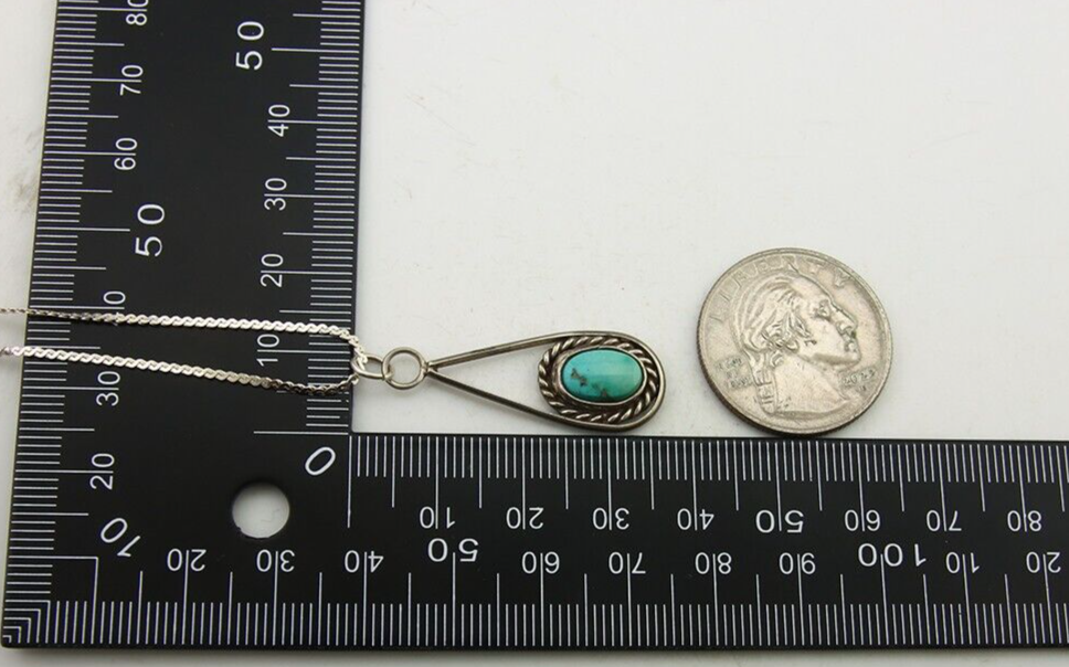 Navajo Necklace 925 Silver Natural Turquoise Artist Native American C.80's