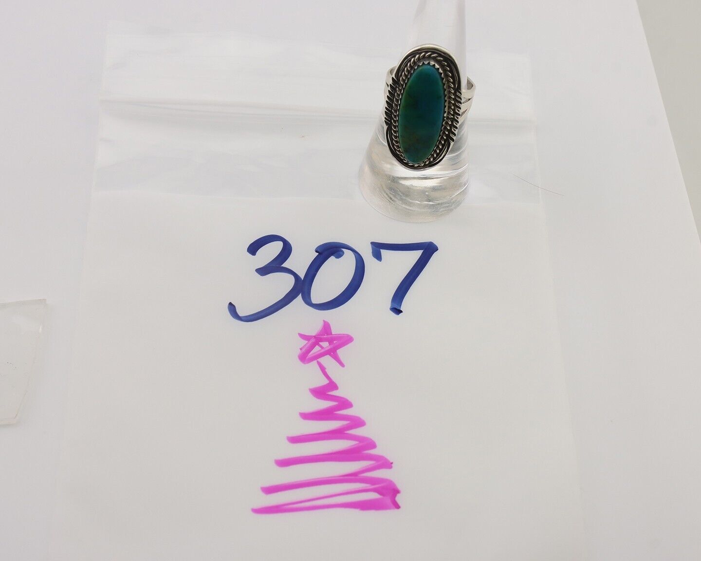 Navajo Ring 925 Silver Natural Blue Turquoise Native American Artist C.80's