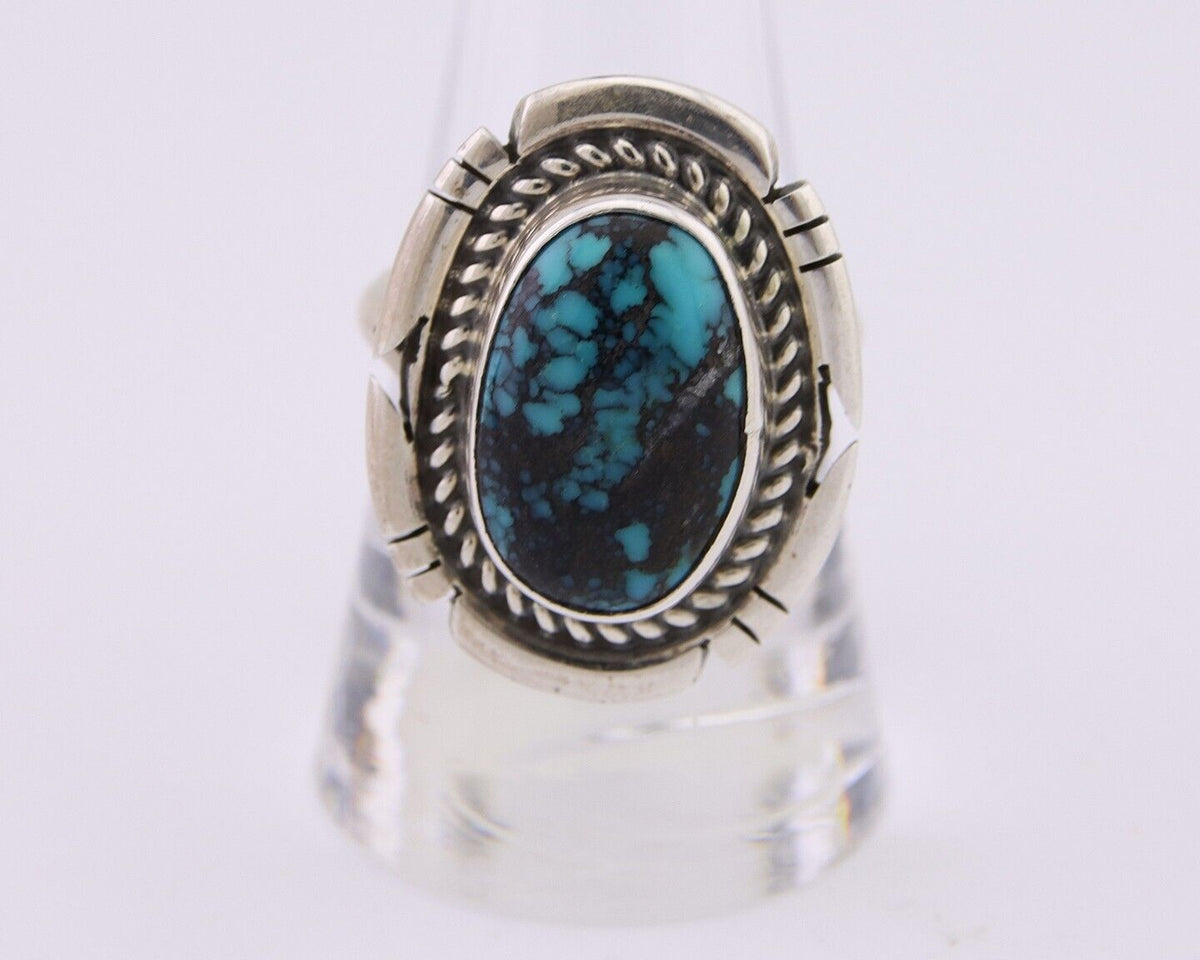 Navajo Ring 925 Silver Spiderweb Turquoise Signed Jon McCray C.80's
