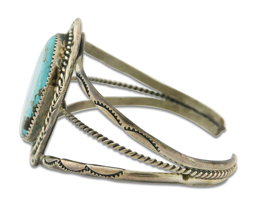 Vintage Navajo Bracelet 925 Silver Turquoise Handmade Authentic Signed SC