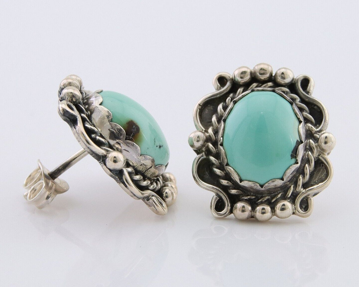 Navajo Paw Earrings 925 Silver Blue Turquoise Native American Artist C.80's