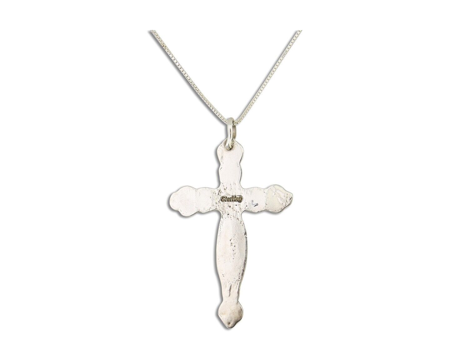 Navajo Cross Necklace 925 Silver Mediterranean Coral Native American Artist C80s