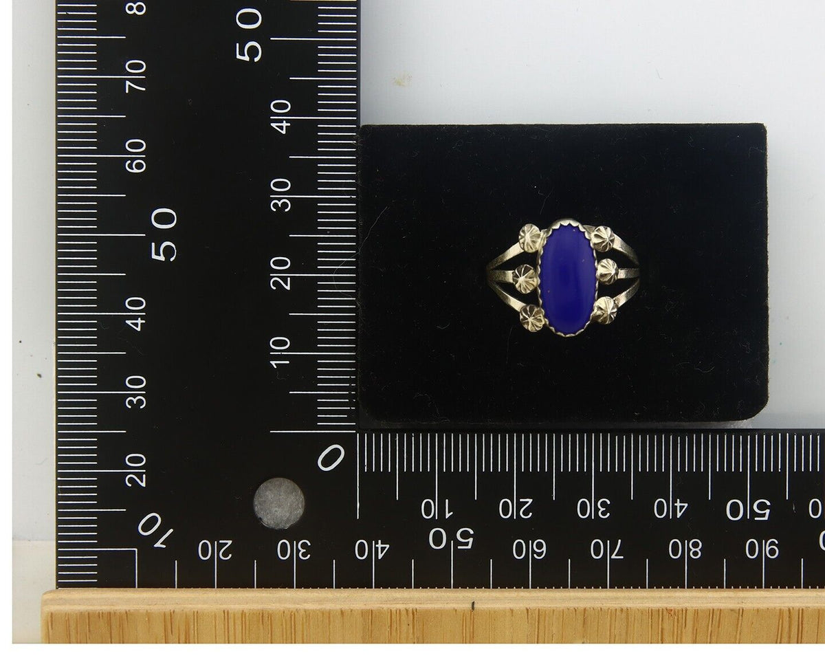 Navajo Ring 925 Sterling Natural Lapis Handmade Native Artist C.80's