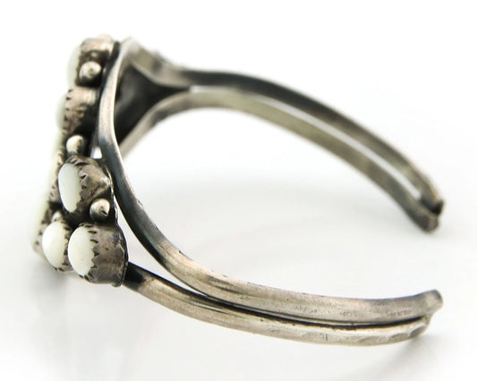 Navajo Cuff Bracelet Sterling Silver MOP Vintage Native Artist Handmade