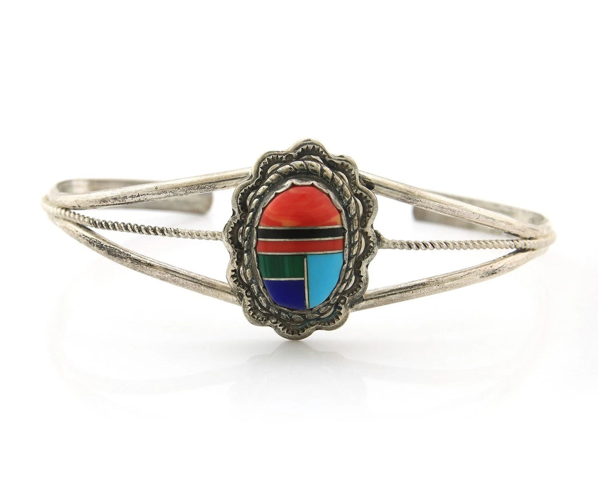 Navajo Cuff Bracelet Sterling Silver Handmade Vintage Gemstone