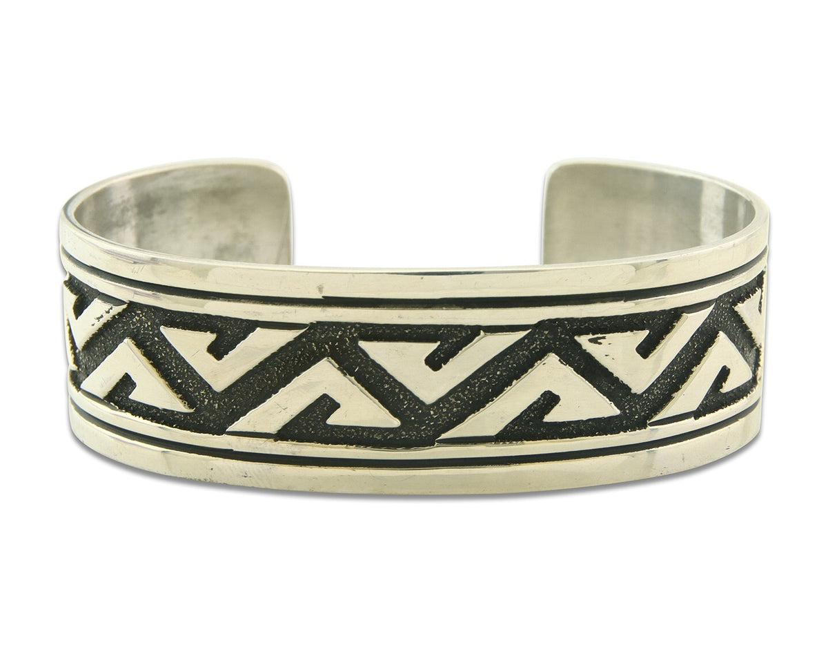 Navajo Bracelet 925 Silver Artist Signed Thomas Singer Cuff C.80's