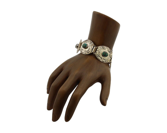 Navajo Concho Bracelet 925 Silver Turquoise Artist Signed Gilbert Tom C.80's
