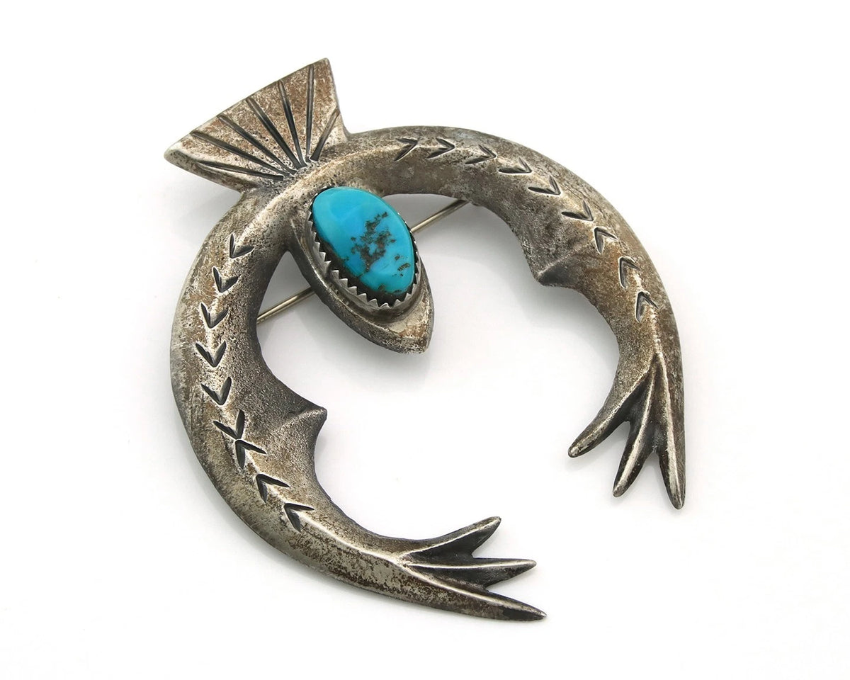 Navajo Handmade Pin Sterling Silver Turquoise Vintage Turpen Pawn Vault